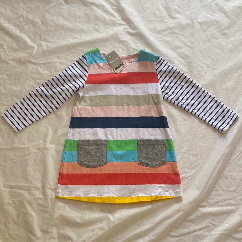 Colorful Striped Kids Casual Dress